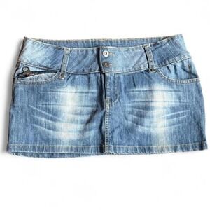 Y2k Mall Core Preppy Micro Mini Skirt Sz 12 Denim